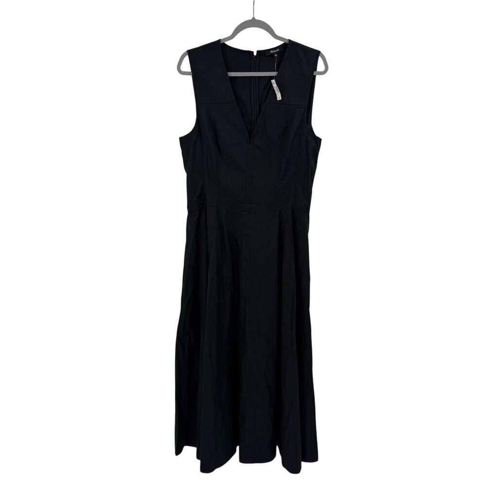 Madewell V-Neck Circle Midi Dress in black Size 14 - Picture 2 of 8
